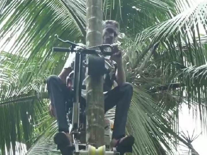 Video: ઝાડ પર ચઢવા માટે કર્ણાટકના એક ખેડૂતે બનાવ્યું આ મશીન